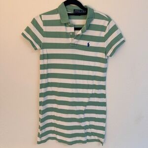 Polo by Ralph Lauren Green and White Striped Mini Dress